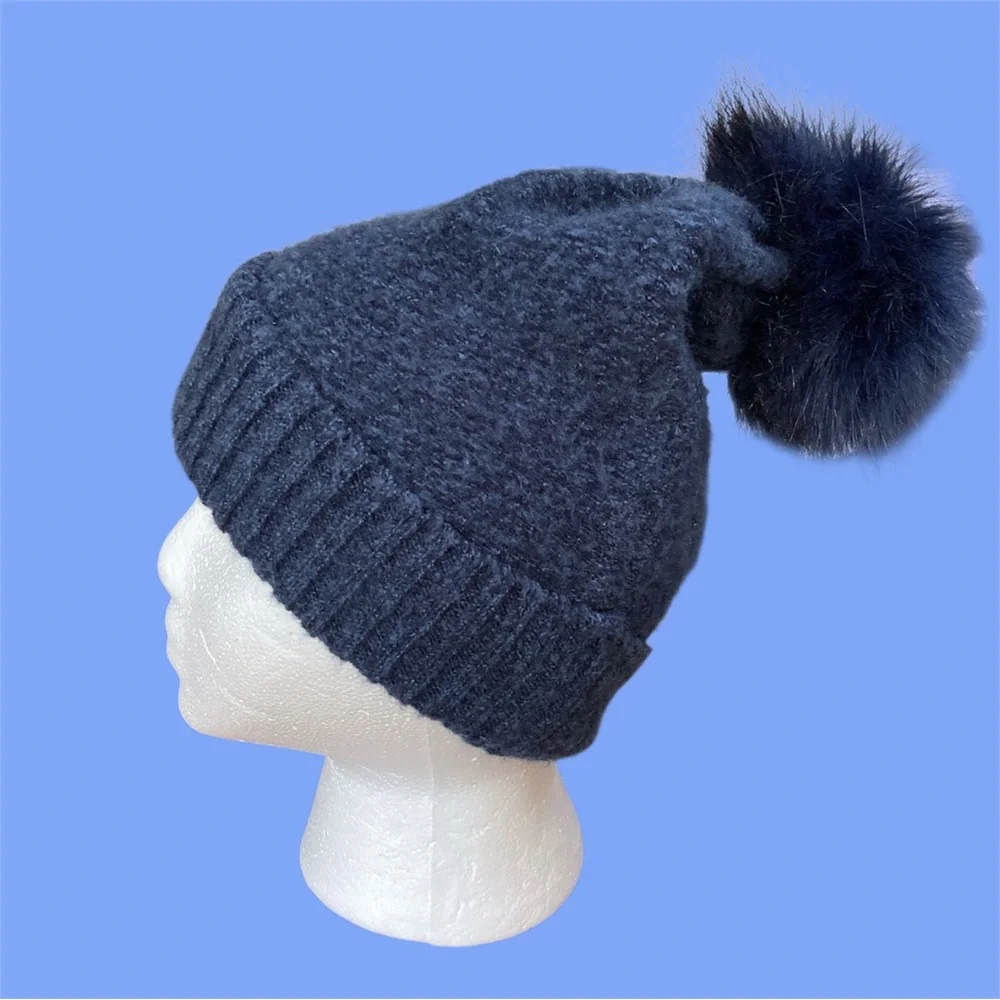 Calia by Carrie Underwood Blue Pom Pom Winter Hat EUC